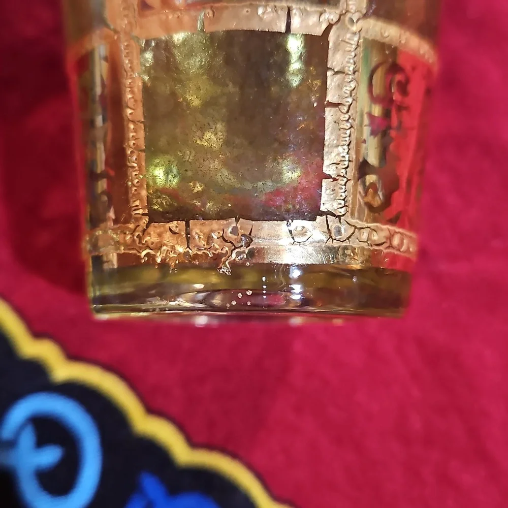 Culver Prado Shot Glasses 22k Gold “Stained Glass